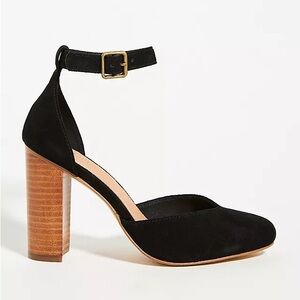 Soludos Collette Heels Womens Size 9 Black Velvet Adjustable Ankle Strap